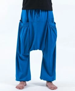HaremPants.com Men's Cotton Men Harem Pants In Solid Blue