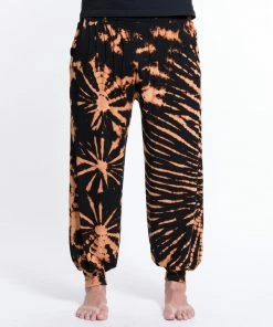 HaremPants.com Men's Tie Dye Cotton Men Harem Pants In Black Orange