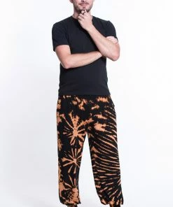 HaremPants.com Men's Tie Dye Cotton Men Harem Pants In Black Orange