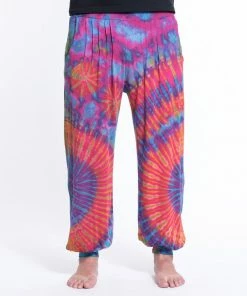 HaremPants.com Tie Dye Cotton Men Harem Pants In Pink