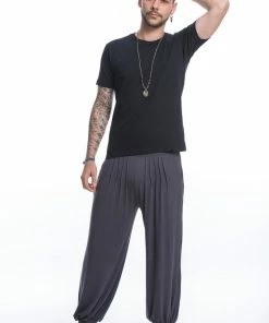HaremPants.com Cotton Men Harem Pants In Solid Gray Men's