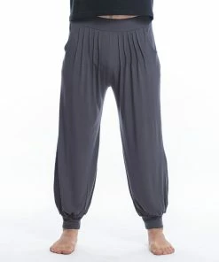 HaremPants.com Cotton Men Harem Pants In Solid Gray Men's