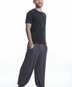 HaremPants.com Cotton Men Harem Pants In Solid Gray Men's
