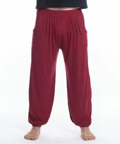 HaremPants.com Cotton Men Harem Pants In Solid Red Men's