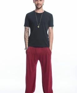 HaremPants.com Cotton Men Harem Pants In Solid Red Men's