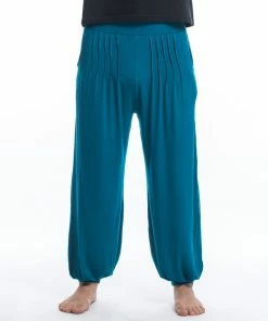 HaremPants.com Cotton Men Harem Pants In Solid Blue