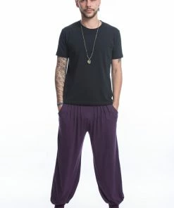 HaremPants.com Cotton Men Harem Pants In Solid Purple Men's