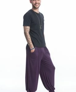 HaremPants.com Cotton Men Harem Pants In Solid Purple Men's