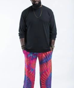 HaremPants.com Plus Size Tie Dye Cotton Men Harem Pants In Pink