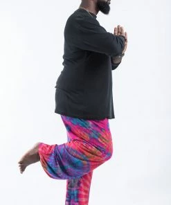 HaremPants.com Plus Size Tie Dye Cotton Men Harem Pants In Pink
