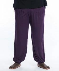 HaremPants.com Plus Size Cotton Men Harem Pants In Solid Purple