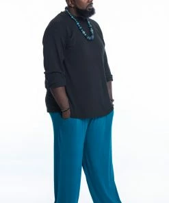 HaremPants.com Plus Size Cotton Men Harem Pants In Solid Blue