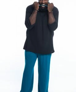 HaremPants.com Plus Size Cotton Men Harem Pants In Solid Blue