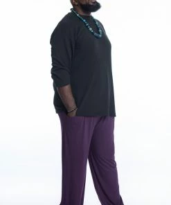 HaremPants.com Plus Size Cotton Men Harem Pants In Solid Purple