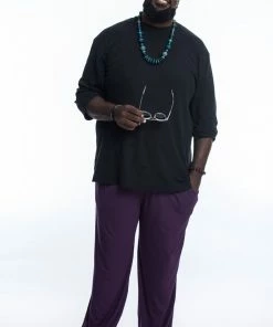 HaremPants.com Plus Size Cotton Men Harem Pants In Solid Purple