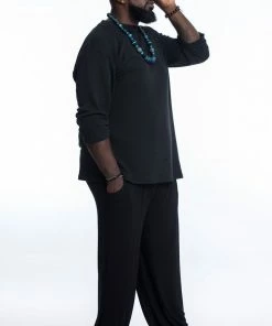 HaremPants.com Men's Plus Size Cotton Men Harem Pants In Solid Black