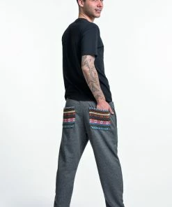 HaremPants.com Women's Men's Terry Pants With Aztec Pockets In Black