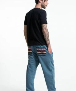 HaremPants.com Men's Terry Pants With Aztec Pockets In Blue Women's