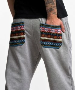 HaremPants.com Men's Terry Pants With Aztec Pockets In Gray
