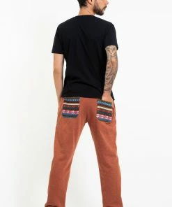 HaremPants.com Men's Terry Pants With Aztec Pockets In Orange