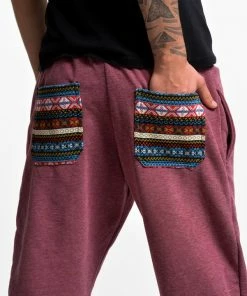 HaremPants.com Men's Terry Pants With Aztec Pockets In Red