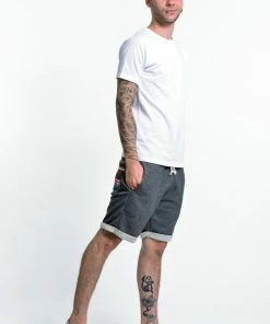HaremPants.com Men's Terry Shorts With Aztec Pockets In Black