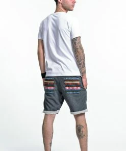 HaremPants.com Men's Terry Shorts With Aztec Pockets In Black
