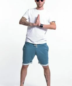 HaremPants.com Women's Men's Terry Shorts With Aztec Pockets In Blue