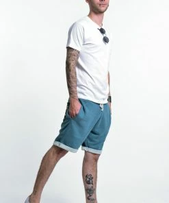 HaremPants.com Women's Men's Terry Shorts With Aztec Pockets In Blue