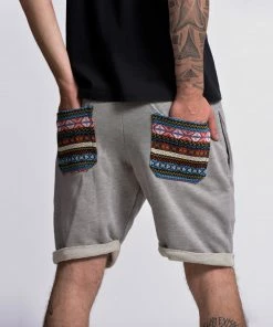 HaremPants.com Men's Terry Shorts With Aztec Pockets In Gray