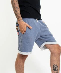 HaremPants.com Women's Men's Terry Shorts With Aztec Pockets In Light Blue