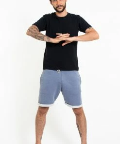 HaremPants.com Women's Men's Terry Shorts With Aztec Pockets In Light Blue
