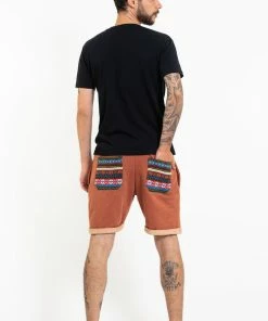 HaremPants.com Men's Terry Shorts With Aztec Pockets In Orange