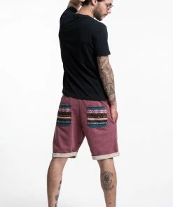 HaremPants.com Men's Terry Shorts With Aztec Pockets In Red