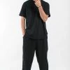 HaremPants.com Solid Color Drawstring Men's Yoga Massage Pants In Black