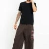 HaremPants.com Men's Drawstring Pinstripes Cotton Pants With Aztec Pocket In Brown
