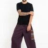 HaremPants.com Men's Drawstring Pinstripes Cotton Pants With Aztec Pocket In Purple