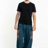 HaremPants.com Men's Drawstring Pinstripes Cotton Pants With Aztec Pocket In Turquoise 1 HaremPants.com Men's Drawstring Pinstripes Cotton Pants With Aztec Pocket In Turquoise