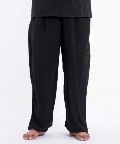HaremPants.com Plus Size Solid Color Drawstring Men's Yoga Massage Pants In Black