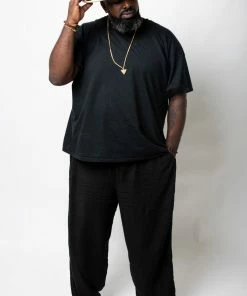 HaremPants.com Plus Size Solid Color Drawstring Men's Yoga Massage Pants In Black