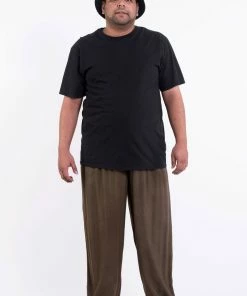 HaremPants.com Plus Size Solid Color Drawstring Men's Yoga Massage Pants In Brown