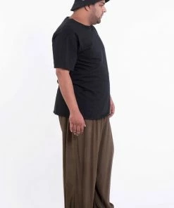 HaremPants.com Plus Size Solid Color Drawstring Men's Yoga Massage Pants In Brown