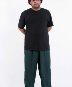 HaremPants.com Plus Size Solid Color Drawstring Men's Yoga Massage Pants In Dark Teal