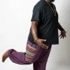 HaremPants.com Plus Size Men's Drawstring Pinstripes Cotton Pants With Aztec Pocket In Purple