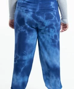 HaremPants.com Plus Size Tie Dye Drawstring Men's Yoga Massage Pants In Blue