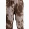 HaremPants.com Plus Size Tie Dye Drawstring Men's Yoga Massage Pants In Brown