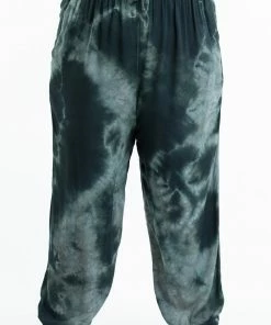 HaremPants.com Plus Size Tie Dye Drawstring Men's Yoga Massage Pants In Dark Teal