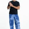 HaremPants.com Tie Dye Drawstring Men's Yoga Massage Pants In Blue