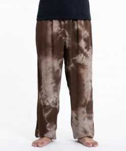 HaremPants.com Tie Dye Drawstring Men's Yoga Massage Pants In Brown