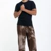HaremPants.com Tie Dye Drawstring Men's Yoga Massage Pants In Brown